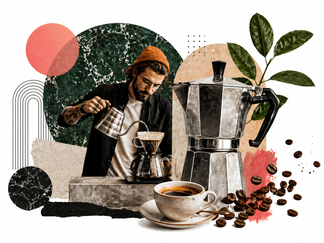 Barista brewing pour-over coffee